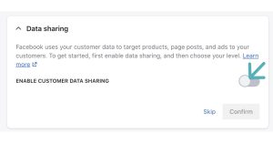 Facebook pixel i Shopify nettbutikk Godta deling av data