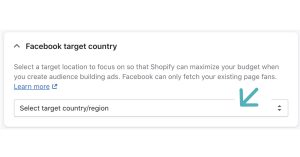 Facebook pixel i Shopify nettbutikk velg land