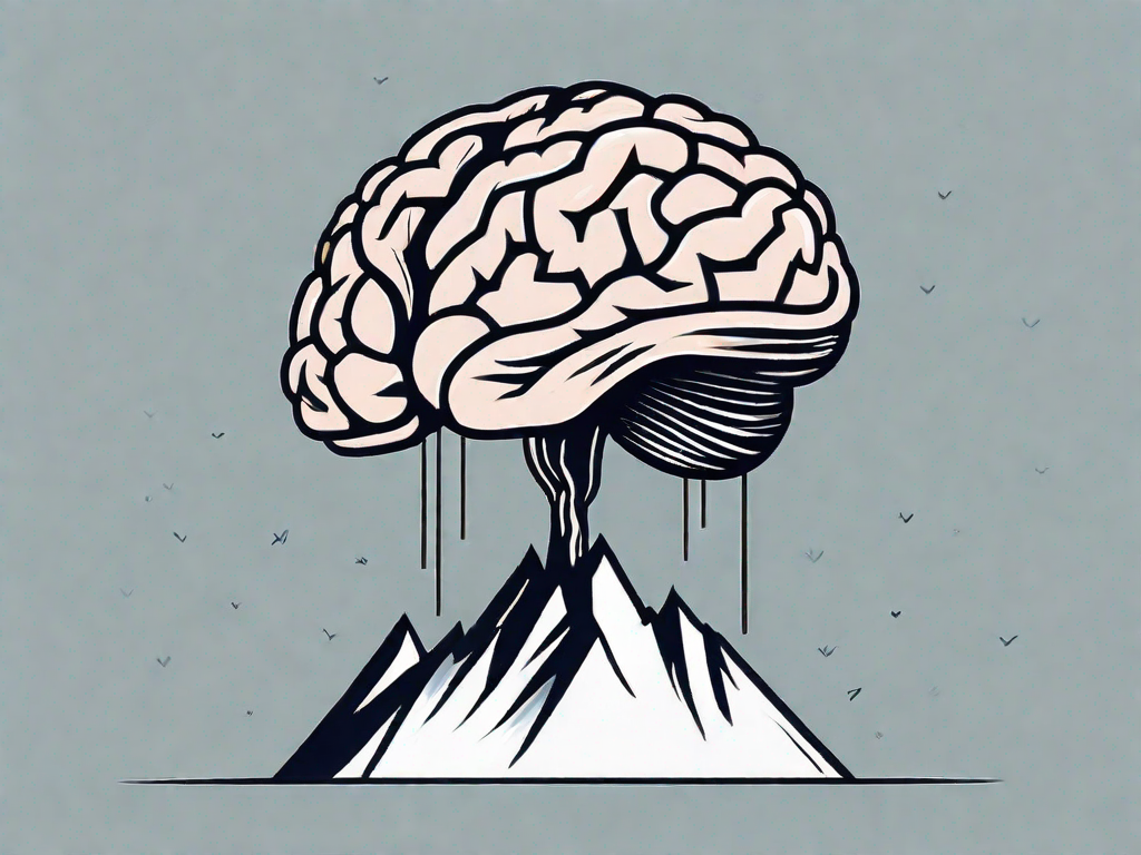 A brain on top of a mountain peak